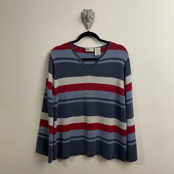 Vintage Tops - Vintage Faded Glory 14W/16W stripe flare long sleeve Y2K blue white fairycore